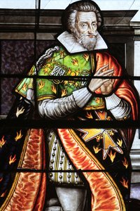 François de la Grange. Detail des Glasfensters der Himmelfahrt der Jungfrau, Bourges, Frankreich von Unbekannt