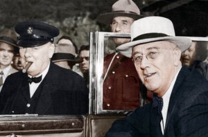 Franklin D. Roosevelt und Winston Churchill treffen sich in Quebec, Kanada, 1944