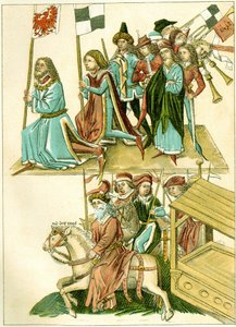 Friedrich I. erhält Brandenburg Kopie einer Illustration aus der Richentals illustrierten Chronik, um 1440