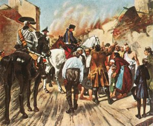 Friedrich der Große in den Ruinen von Küstrin vor der Schlacht von Zorndorf, 25. August 1758, 1936 von Unbekannt