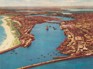 Fremantle Hafen aus der Luft, um 1947