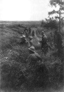 Französische Infanterieposition in einem versunkenen Weg, nördlich von Villers-Cotterets, Aisne, Frankreich, 1918 von Unbekannt