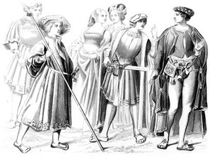 Französische Adlige und Frauen, ein Yeoman der Garde und ein Gentleman, 15. Jahrhundert, 1849 von Unbekannt