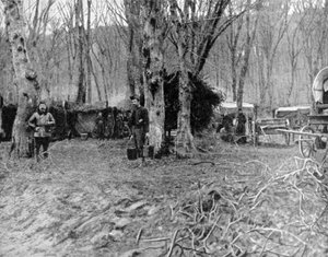 Französischer Rastplatz und Suppenküche hinter den Linien, Erster Weltkrieg, 1915
