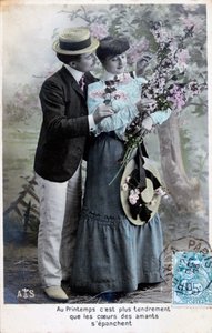 Französische romantische Postkarte, um 1900
