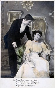 Französische romantische Postkarte, um 1900 von Unbekannt