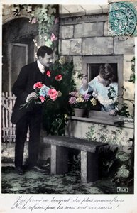 Französische romantische Postkarte, um 1900 von Unbekannt