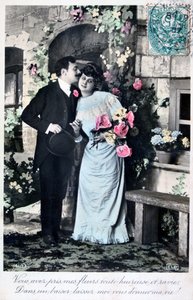 Französische romantische Postkarte, um 1900 von Unbekannt