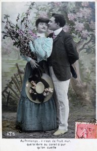 Französische romantische Postkarte, um 1900