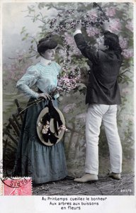 Französische romantische Postkarte, ca. 1900