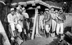 Französische Pioniere legen Minen, Frankreich, Erster Weltkrieg, 1914