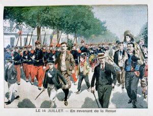Französische Soldaten kehren von der Parade am 14. Juli zurück, 1901 von Unbekannt