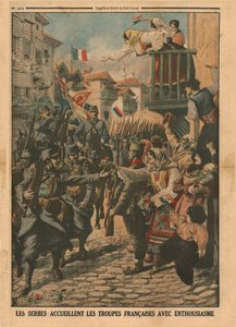 Französische Truppen werden von den Serben begeistert empfangen, 1915