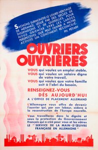 Französische Arbeiter für Deutschland Plakat, ca. 1942-1944