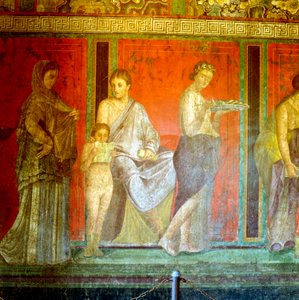 Fresko aus der Villa der Mysterien, Pompeji, Italien, ca. 1. Jahrhundert v. Chr. - 1. Jahrhundert n. Chr.