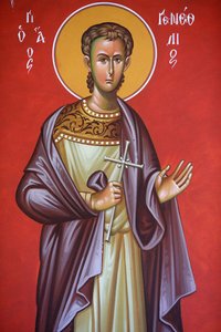Fresko in der Heilig-Kreuz-Kirche, Pedoulas. Heiliger Guenessios, 20150510, Pedoulas, Zypern von Unbekannt