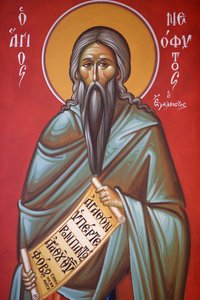 Fresko in der Heilig-Kreuz-Kirche, Pedoulas. Heiliger Neophytos, 20150510, Pedoulas, Zypern von Unbekannt