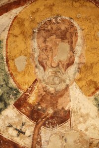 Fresko in der Krypta Santi Stefani (St. Stephan), Poggiardo, Apulien, Poggiardo, Italien von Unbekannt