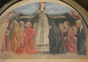 Fresko der Madonna della Misericordia, Vespucci-Kapelle, Ognissanti, Florenz, Italien (Foto) von Unbekannt