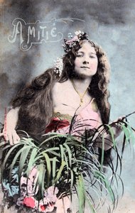 Freundschaft, Vintage französische Postkarte, ca. 1900 von Unbekannt