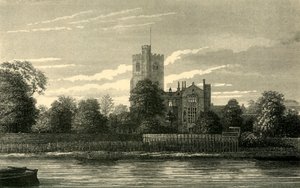 Fulham Kirche, von der Themse, ca. 1878