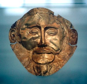 Totenmaske von Agamemnon, legendärer König von Mykene, um 1600-1500 v. Chr. von Unbekannt