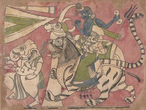 Ganesha führt Shiva und Durga in einer Prozession, 18. Jahrhundert von Unbekannt