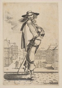 Herr mit einem Schwert vor einigen Gebäuden, 1629 von Unbekannt
