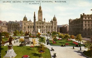 George Square, Ehrenmal und städtische Gebäude, Glasgow, spätes 19. bis frühes 20. Jahrhundert von Unbekannt