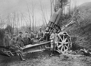 Deutscher Mörser an der Front, Predeal, Rumänien, Erster Weltkrieg, 1916