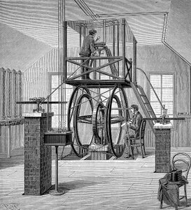 Riesengalvanometer im Physiklabor der Cornell University, New York, USA, 1886