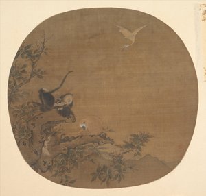 Gibbons, die ein Reihernest plündern von Unbekannt