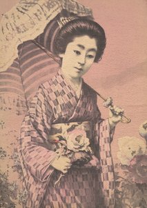 Mädchen mit einem Sonnenschirm, ca. 1900 von Unbekannt