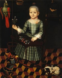 Mädchen mit Papagei, Mitte des 18. Jahrhunderts von Unbekannt