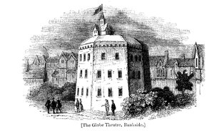 Globe Theatre, Bankside, Southwark, London, wie es um 1598 erschien