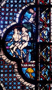 Gott konfrontiert Adam und Eva, Buntglas, Kathedrale von Chartres, Frankreich, 1205-1215 von Unbekannt