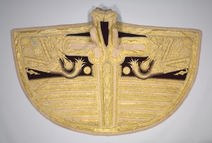 Mit Goldfaden besticktes Kleidungsstück für eine Frau, späte 1800er Jahre