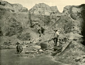 Goldgräber bei der Arbeit in der Nähe von Beechworth, Victoria, 1901 von Unbekannt