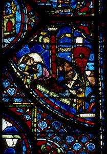 Gotische Architektur. Histoire de Charlemagne (Detail): Vision von Konstantin. Glasmalerei des nördlichen Chorumgangs, Apsis. Kathedrale von Chartres von Unbekannt