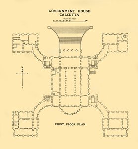 Regierungshaus Kalkutta - Grundriss des ersten Stocks, 1925 von Unbekannt