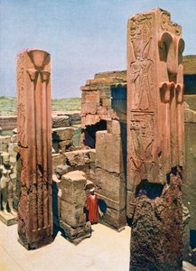 Granitpfeiler mit Lotus- und Papyrusdekoration, Tempel des Amun-Re, Karnak, Ägypten, 20. Jahrhundert von Unbekannt