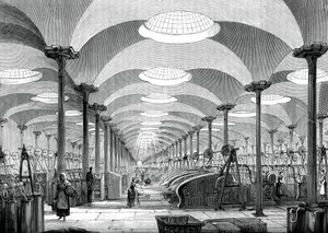 Großer Saal in der Flachsmühle von Messrs Marshall, Leeds, ca. 1880