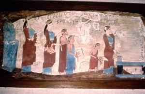 Griechische Musiker bei einem Opfer, auf Holz gemalt, um 520 v. Chr. - 500 v. Chr. von Unbekannt