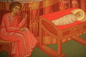 Griechisch-orthodoxe Ikone: Geburt Marias von Unbekannt