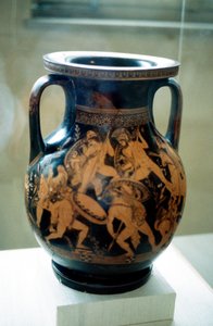 Griechische Vase mit Figuren von kämpfenden Kriegern von Unbekannt