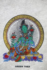 Grüne Tara, buddhistisches Symbol für Wohlstand. Kopan-Kloster, Bhaktapur, Nepal von Unbekannt