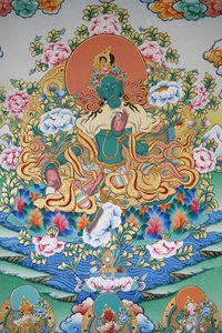 Grüne Tara, Symbol des Wohlstands. Kopan-Kloster, Kathmandu, Nepal von Unbekannt