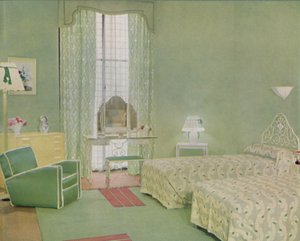 Grün-weißes Farbschema für ein Schlafzimmer von Unbekannt