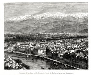 Grenoble vom Belledonne-Gebirge, Frankreich