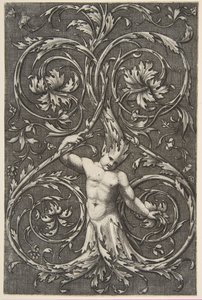 Groteske mit männlicher Figur mit Unterkörper und Kopf aus Akanthusranken, ca. 1515-1600